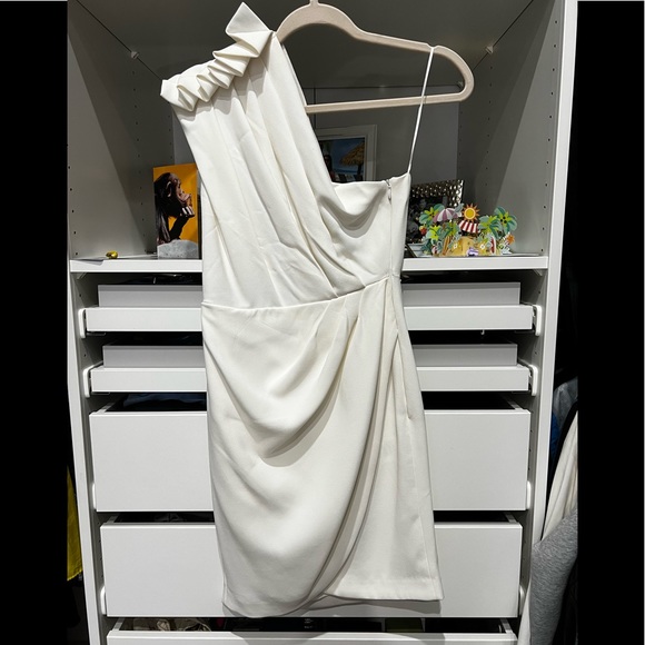 IRO Marine one-shoulder draped crepe mini dress sz 0 - Picture 6 of 7